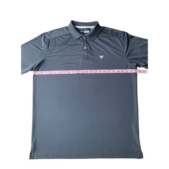 Callaway Men’s Golf Opti-Stretch Solid Polo In Dark Gray - Picture 8 of 9